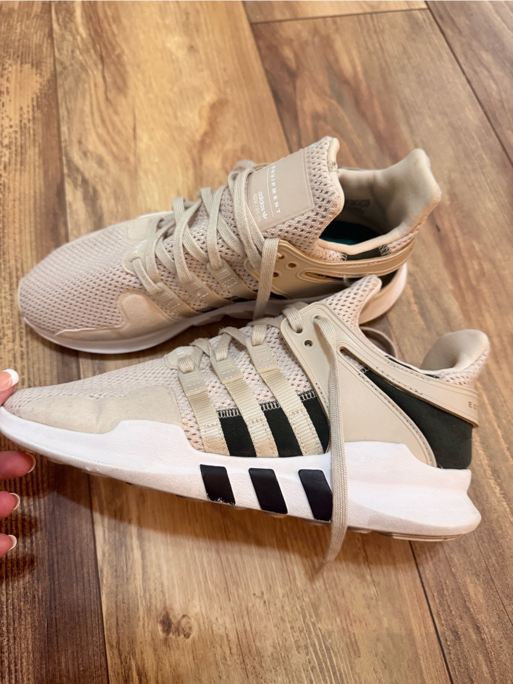 Adidas EQT Tan Knit Sneakers with Black and white accents